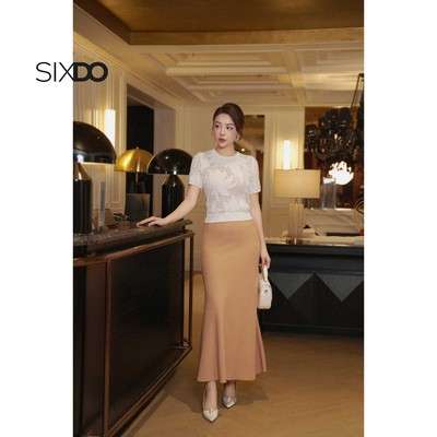 Chân váy nữ đuôi cá dáng dài SIXDO (Brownish-beige Silk Mermaid Skirt)