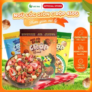   GIÒN RỤM  Ngũ Cốc Giòn C Rộp Granola Gạo Lứt Ăn Sáng Ít Đường Healthy 450G Việt Thái Organic 