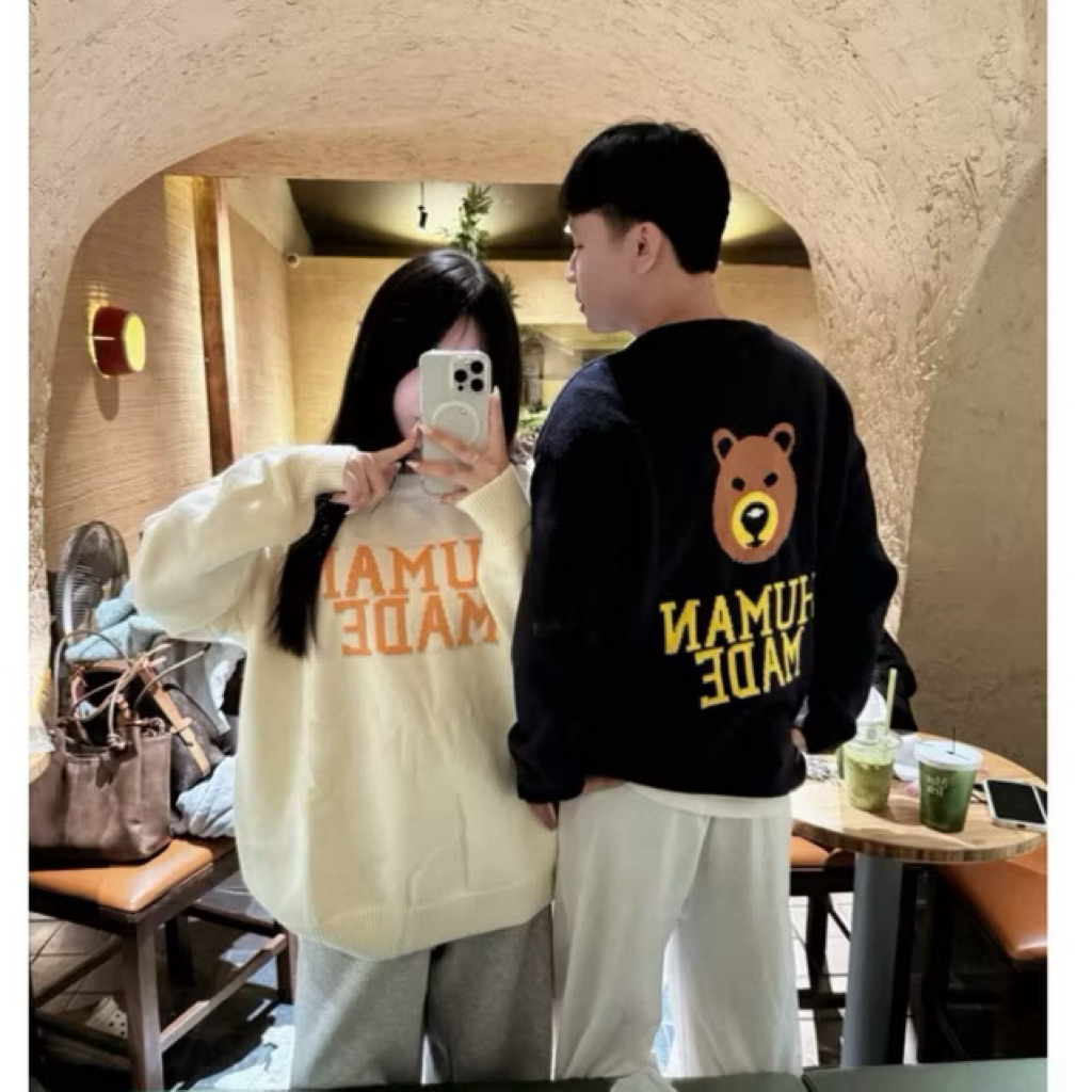 Áo len Human made form rộng nam nữ