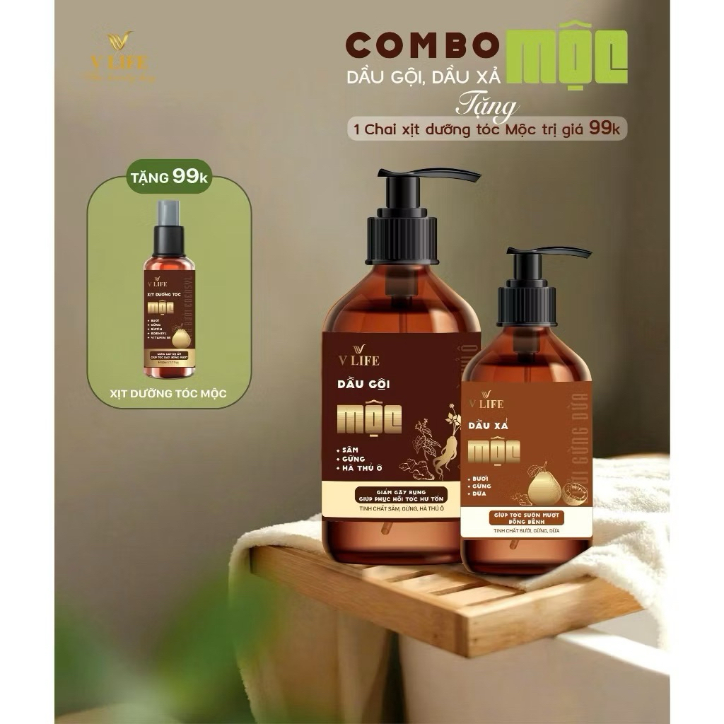 [ Chính Hãng ] Combo Gội Xả VLIFE Tặng Xịt Dưỡng Tóc - Giảm gãy rụng gàu ngứa , phục hồi hư tổn