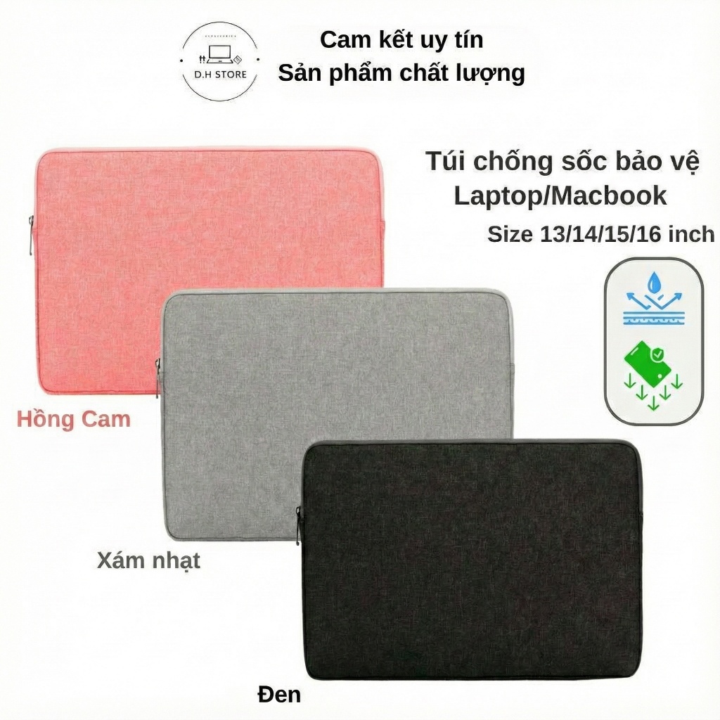 Túi Chống Sốc Bảo Vệ Laptop /Macbook 13/14/15/16 inch không thấm nước kết hợp lớp lót dày mềm min