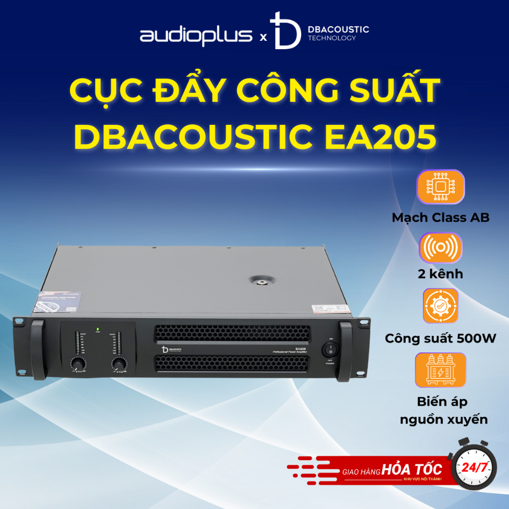 Cục đẩy công suất DBAcoustic EA205 - 2 kênh - Mạch Class AB - 500W/kênh - Chính hãng - BH 12 tháng