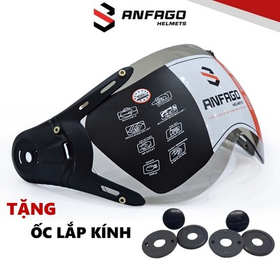 Kính chống bụi mũ bảo hiểm ANFAGO HELMETS, thay thế cho nón nửa đầu, 1/2, 3/4, chụp tai, tặng kèm ốc vít