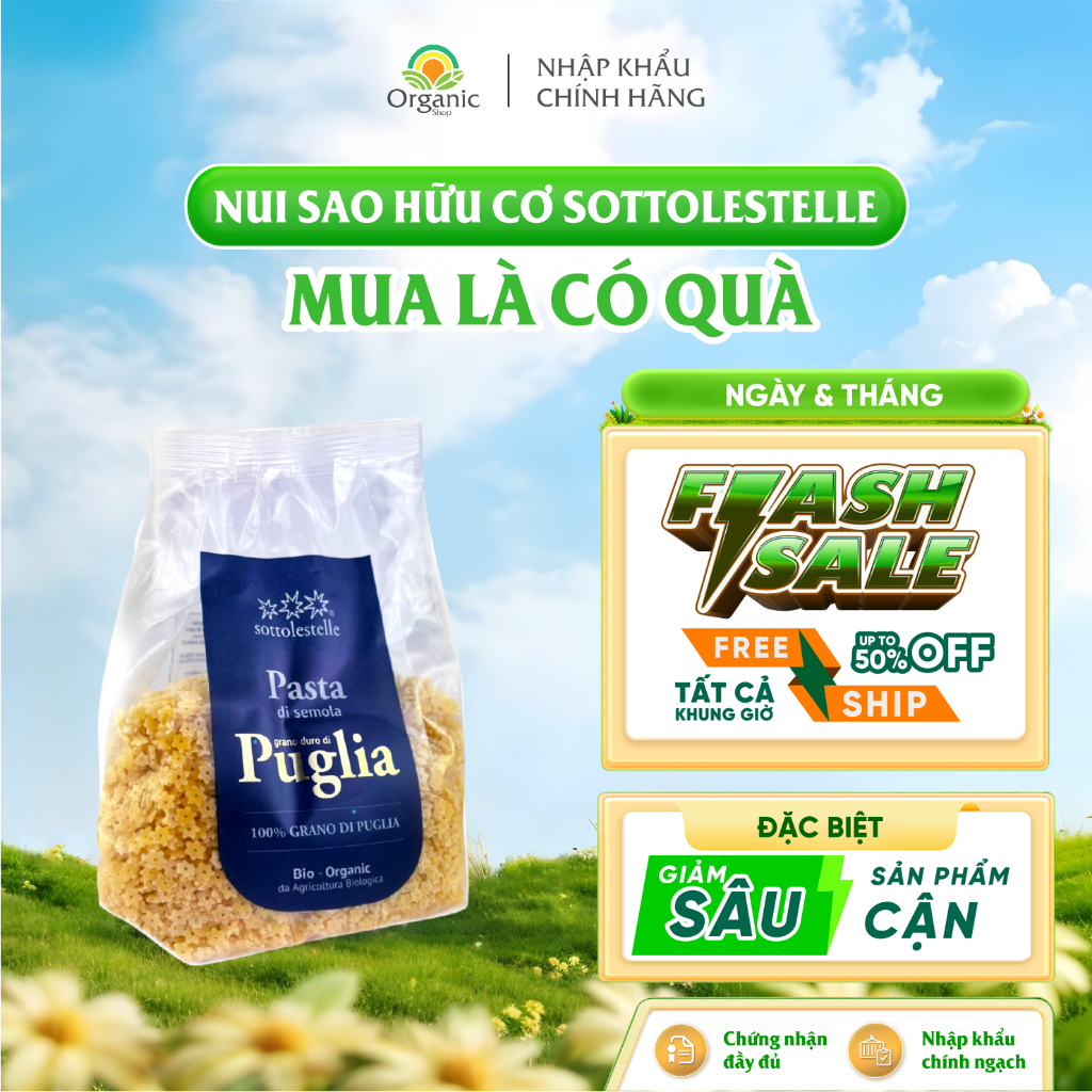 Nui Sao Hữu Cơ Cao Cấp Sottolestelle 500g
