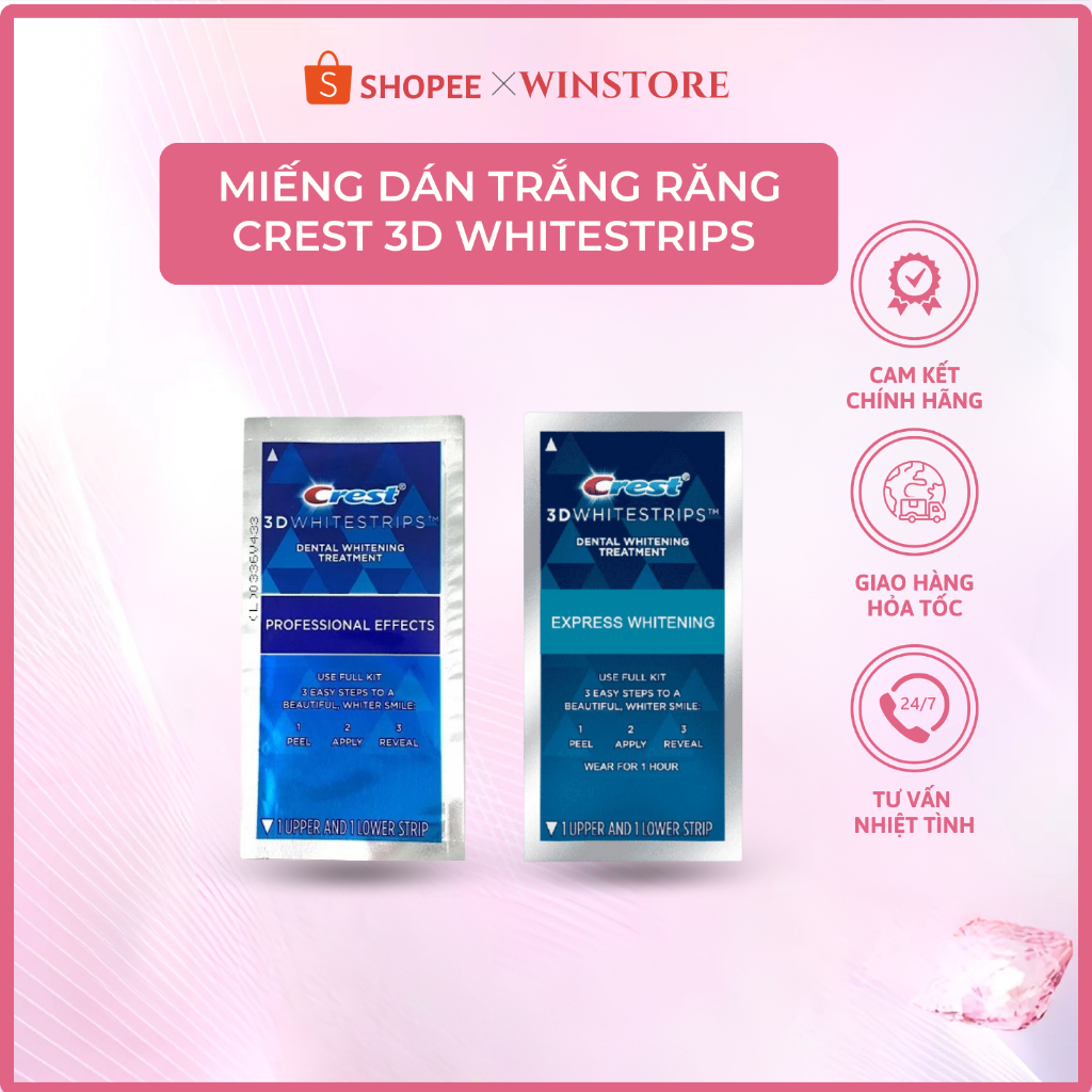 [MIẾNG LẺ]  MIẾNG DÁN TRẮNG RĂNG CREST 3D WHITESTRIPS - TRẲNG SÁNG RĂNG, AN TOÀN, HIỆU QUẢ