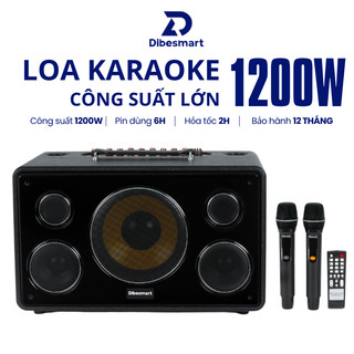  Loa karaoke 1200W M801 DIBESMART loa karaoke xách tay bluetooth bass mạnh kèm 2 mic kim loại - Bảo Hành 12 Tháng 