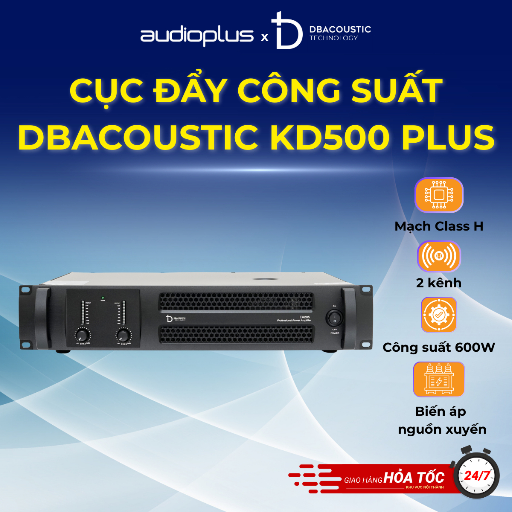 Cục đẩy công suất DBAcoustic KD500 Plus - 2 kênh - Class H - 600W/kênh - Chính hãng - BH 12 tháng