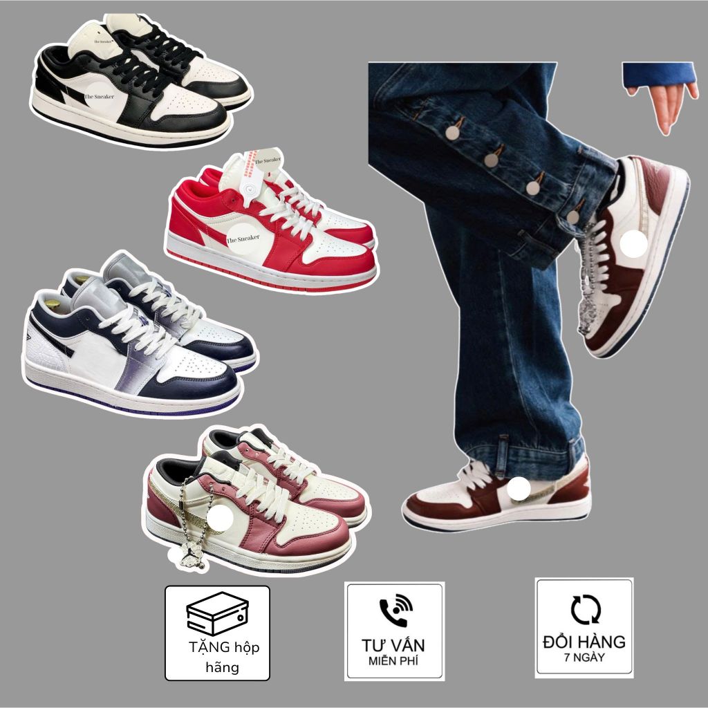 Giày Jd1 low Đỏ rồng nam nữ size 36>43, Giày JD nam nữ bản C.cấp full bill box