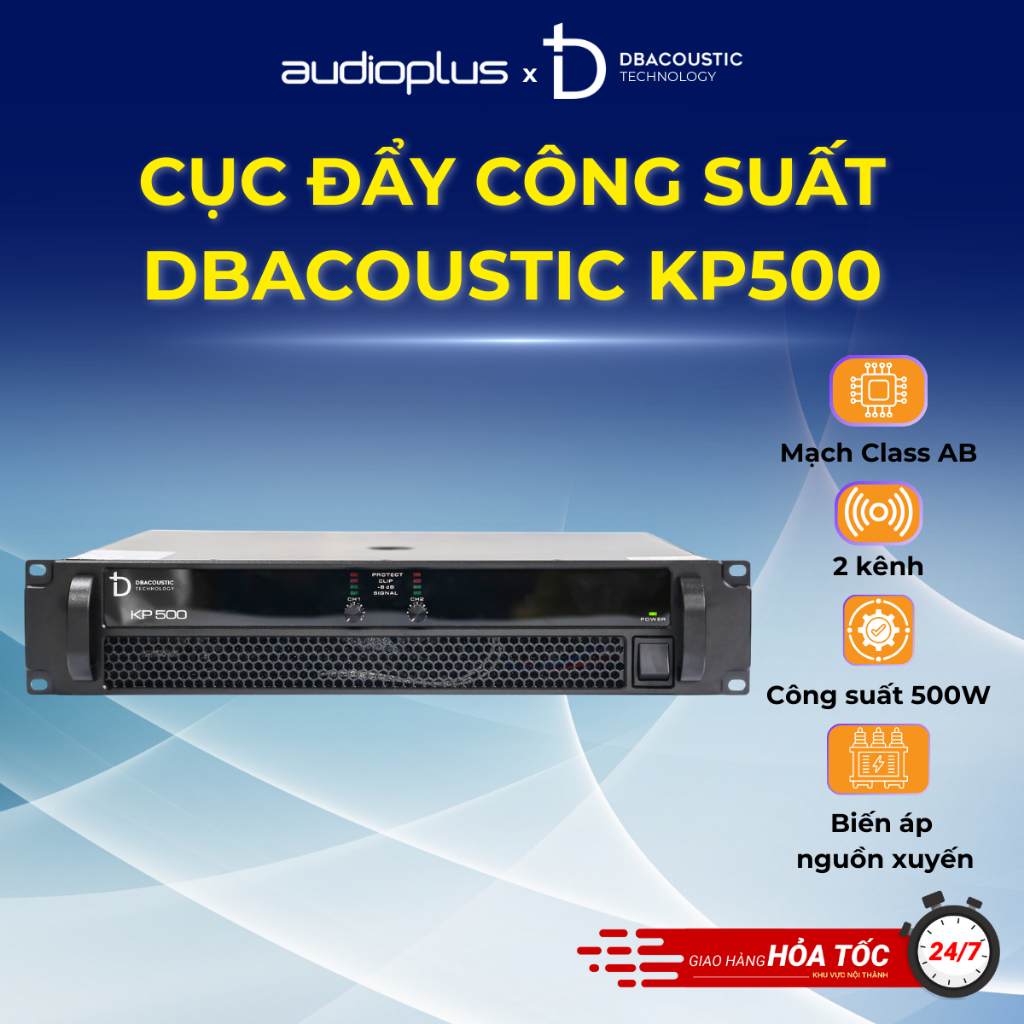 Cục đẩy công suất DBAcoustic KP500 - 2 kênh - Mạch Class AB - 500W - Chính hãng - Bảo hành 12 tháng