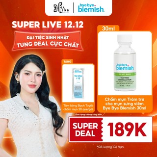   SPD Võ Hà Linh x Bye Bye Blemish  Chấm Mụn Tràm Trà Dành Cho Mụn Viêm Mụn Body 30ml Tặng Tăm Bông Y Tế 20 Que gói 