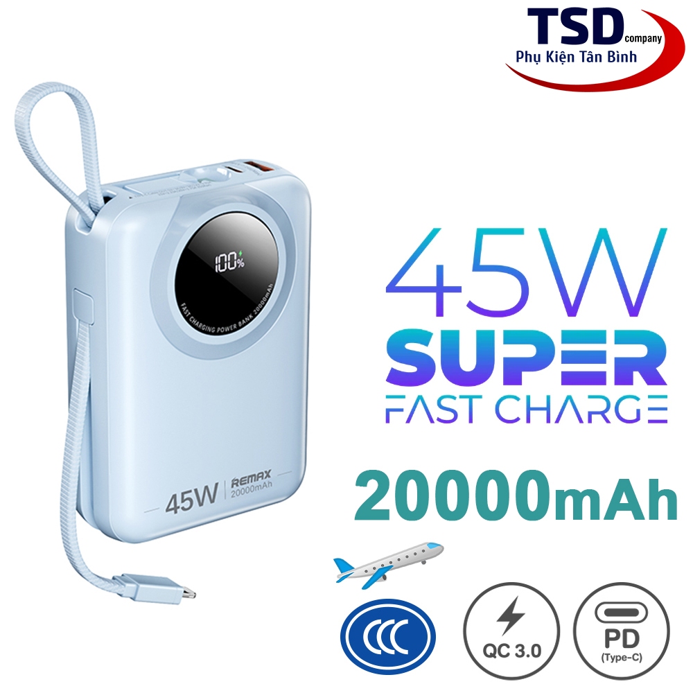 Pin Dự Phòng 20000mAh Remax FC-02 Sạc Nhanh 45W Chính Hãng