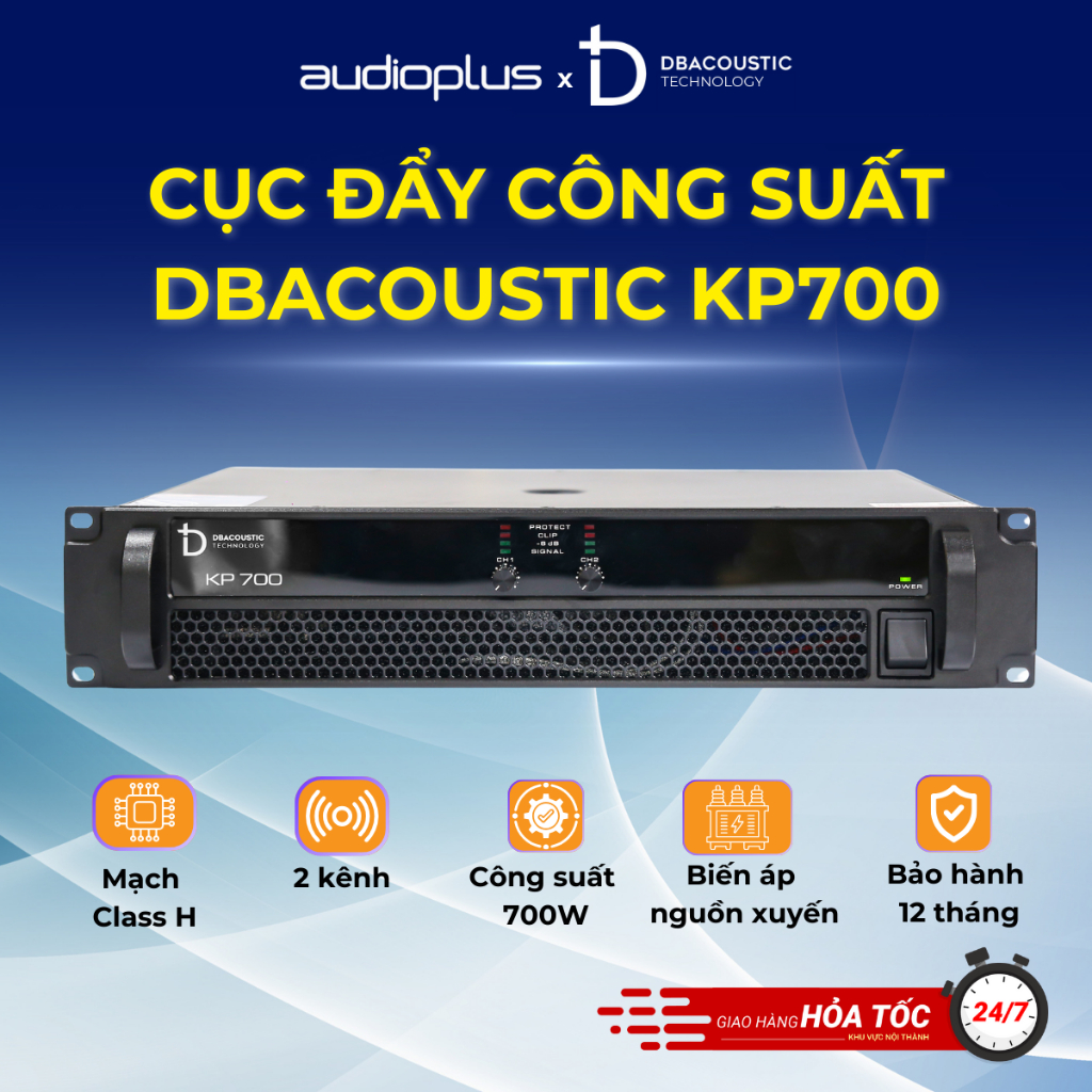 Cục đẩy công suất DBAcoustic KP700 - 2 kênh - Mạch Class AB - 500W/kênh - Chính hãng - BH 12 tháng