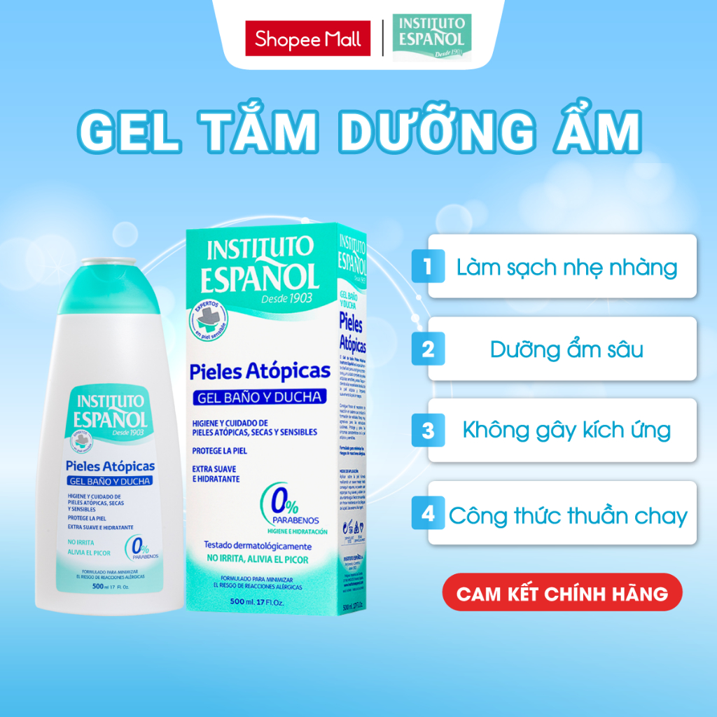 Sữa Tắm Dưỡng Ẩm Instituto Espanol Pieles Atopicas Gel Bano Y Ducha 500ml Dành Cho Da Khô, Nhạy Cảm