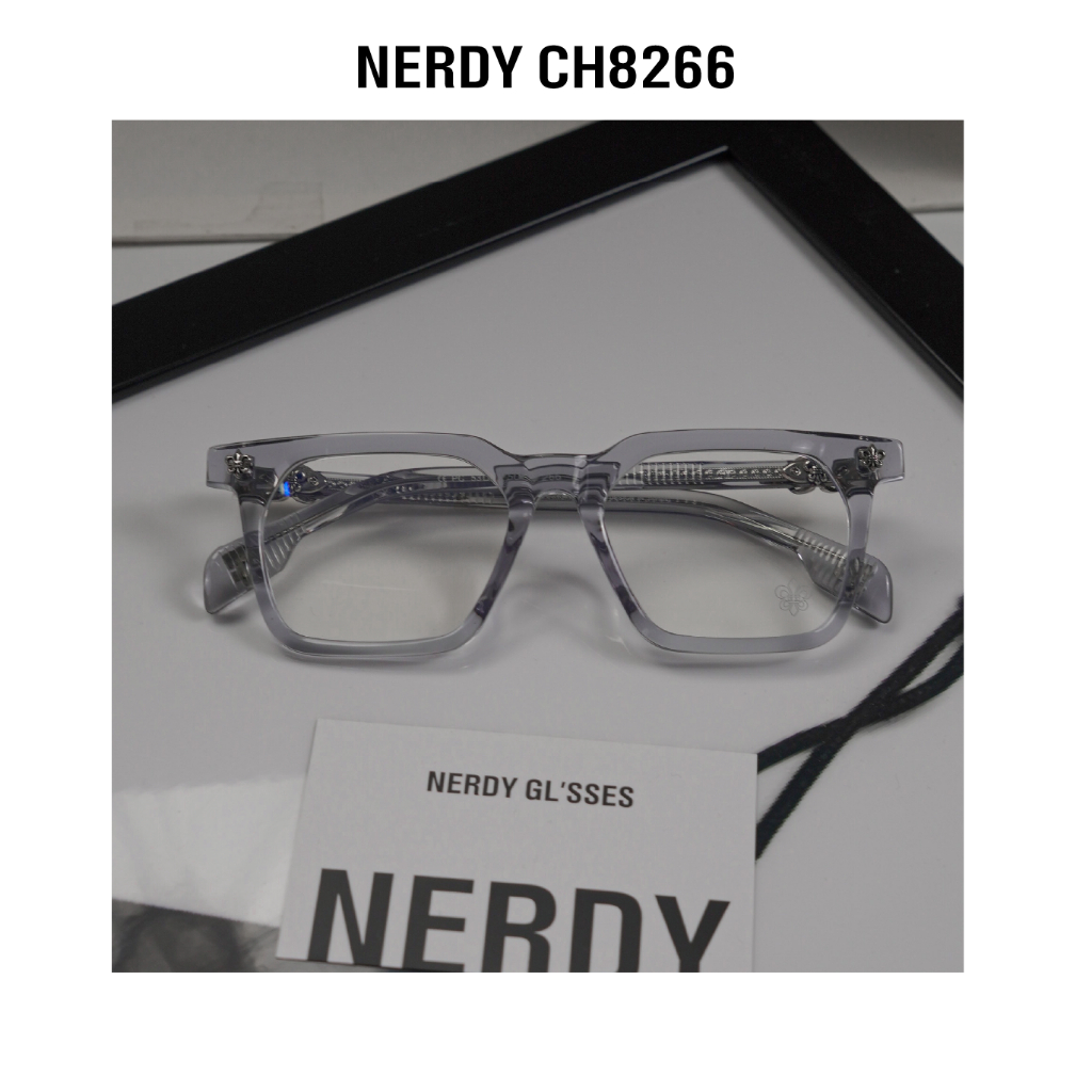 Gọng kính NERDY CH8266 CH hàn quốc bestquality nhựa acatate lõi khung thép không rỉ mắt chống UV400