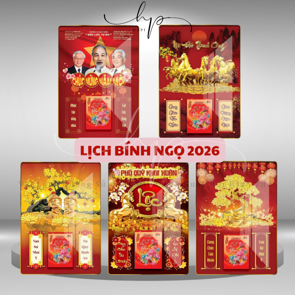 [TẶNG BLOC LỊCH 2026] Lịch Tết BÍNH NGỌ 2026, Lịch Tráng Gương Treo Tường MẪU MỚI 2026
