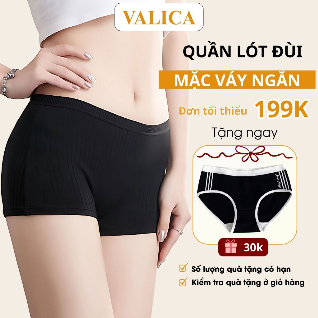 Quần bảo hộ dạng đùi cotton mềm mại - Quần mặc trong váy cạp vừa viền thun co giãn VALICA V4116