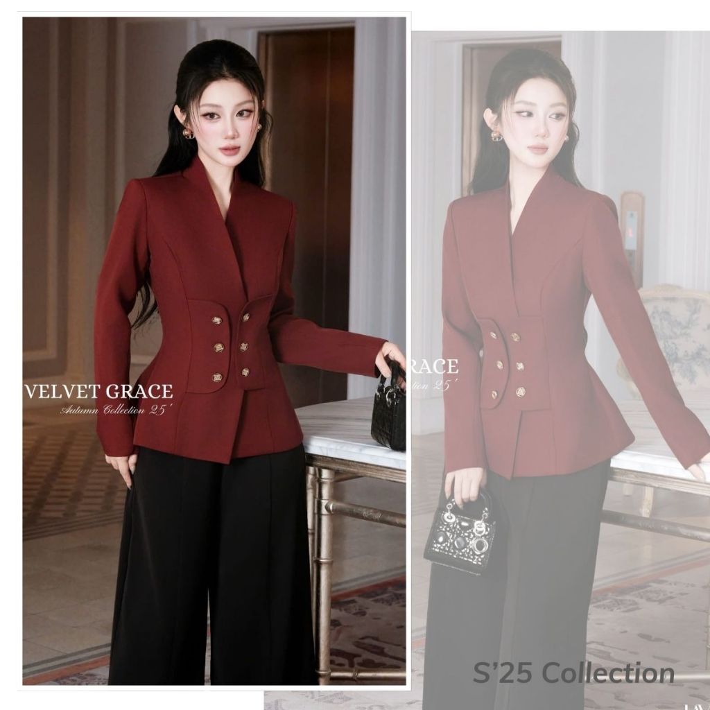 [Thiết Kế Độc Quyền] Set Áo Kiểu Phối Cổ & Quần Thanh Lịch Chất Liệu Cao Cấp Thoải Mái Lavish Design
