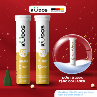  Combo 2 Tuýp Thực phẩm bảo vệ sức khỏe KUDOS VITAMIN C 1000 MG hương chanh  20 viên tuýp  