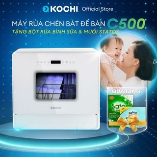   Rửa bình sữa  Máy rửa chén để bàn KOCHI C500 - Rửa bình sữa nước nóng - Sấy Khô PTC ửa - Không cần lắp đặt 