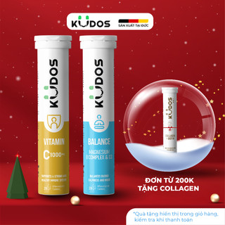  Combo Thực phẩm bảo vệ sức khỏe KUDOS BALANCE MAGNESIUM WITH B VITAMIN COMPLEX & D3 + KUDOS VITAMIN C 1000 MG  20v tuýp  