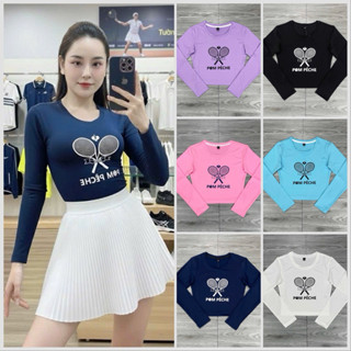  Áo thể thao nữ Áo croptop tay dài chơi Pickleball Tennis chất thun co giãn mịn đẹp lên phom xinh 