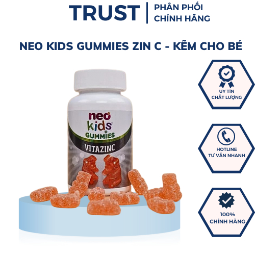 Neo Kids Gummies ZIN C, Kẽm Hữu Cơ Cho Bé, Kẽm Neo Kids Zin C Dạng Viên Nhai gummes các bé hợp tác