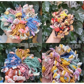 Set 10 dây cột tóc charm hoa, charm hoạt hình dễ thương cho bạn gái ( màu ngẫu nhiên)