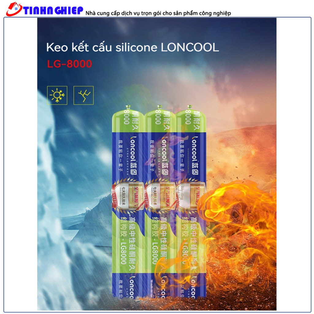Keo silicone LONCOOL LG-9900、LG9999 của Mỹ chuyên dùng cho mặt dựng, tấm nhôm nhựa, phòng kính(mua 5