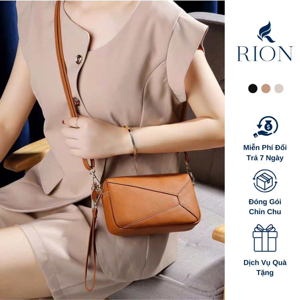 Ví Cầm Tay, Đeo Chéo RION Elista Da Vân Hạt Mềm Mại Đàn Hồi Cao Thời Trang Hàn Quốc Dễ Phối Đồ Mới Nhất CTM20