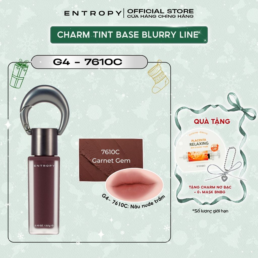 ENTROPY Garnet Gem- 7610C Son Charm Tint Base Blurry Mịn Lì Nhẹ Tênh – Làm Mờ Viền & Che Rãnh Môi Tự