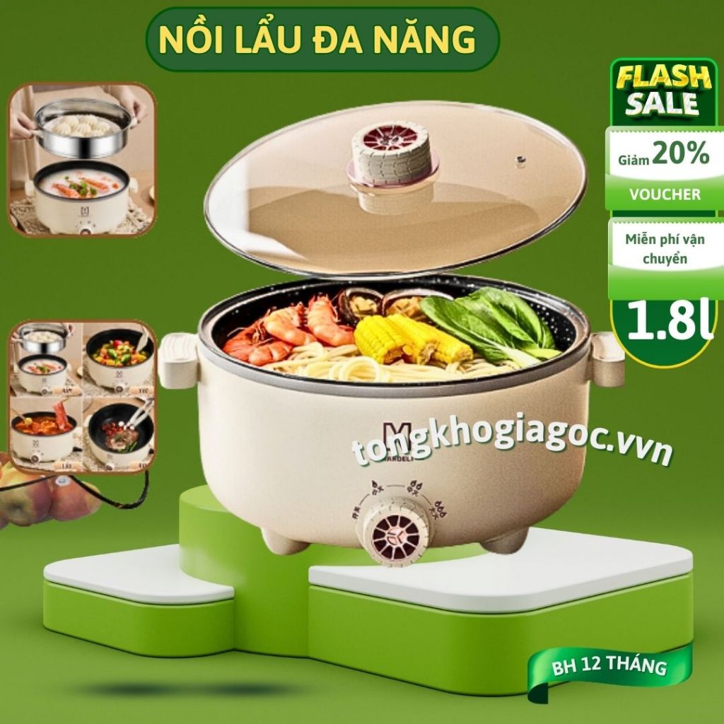 💥𝑴𝒊𝒆̂̃𝒏 𝑺𝒊́𝒑💥Nồi Lẩu Điện Chống Dính Đa Năng Chính Hãng, Thể Tích 4 Lít, Công Suất 1000W Làm Nóng Nhanh//