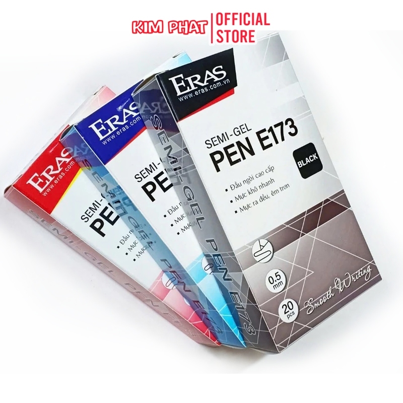 Combo Hộp 20 Chiếc Bút Bi Bấm Eras E173 Ngòi 0.5mm, Viết Bi Semi Gel Phù Hợp Ghi Chép Ký Tên