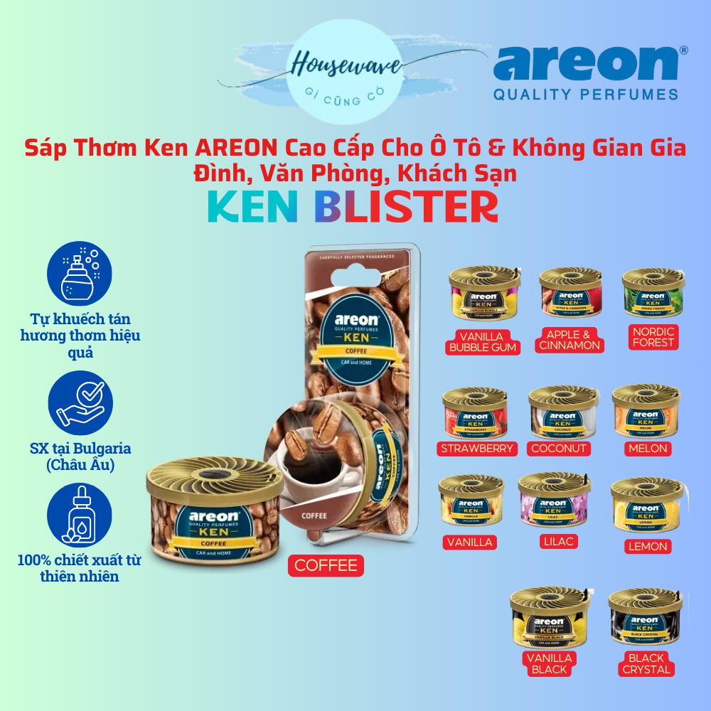AREON_Sáp thơm ôtô cao cấp Areon Ken Blister - Nhiều hương thơm - Trọng lượng 35gr