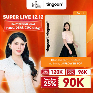  TINGOAN® x VHL - Áo len có TINGOAN® ngắn tay cổ FLOWER TOP  tặng kèm 01 nơ kẹp tóc với mỗi đơn hàng  