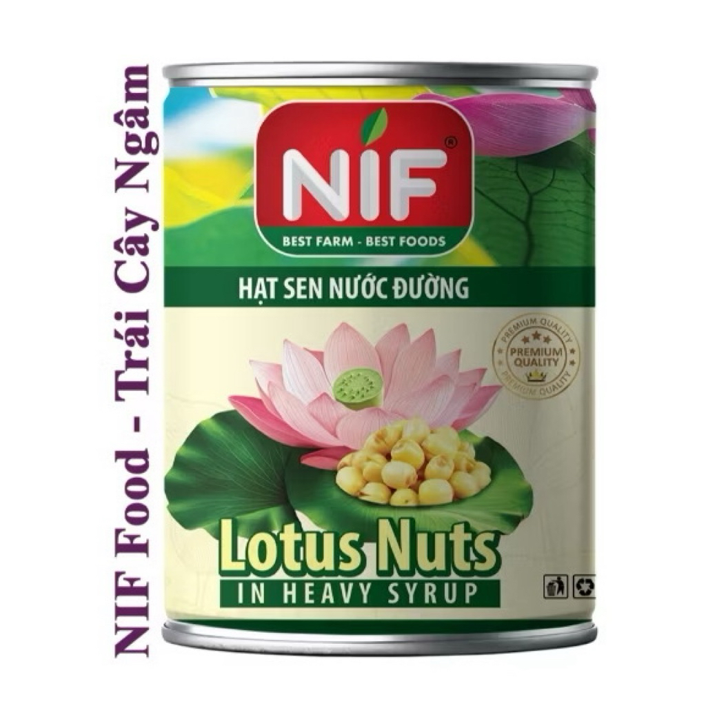 Sỉ MỘT THÙNG Hạt Sen Nước Đường NIF lon 565g (12 lon) - Hạt sen đóng hộp - Trà sen vàng