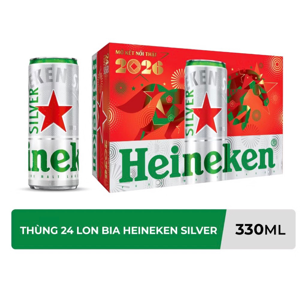 thùng 24 lon bia Heineken sliver- ken bạc 330ml