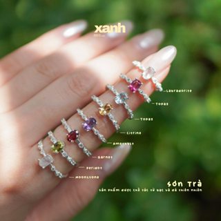  Nhẫn bạc nữ Sơn Trà đá thiên nhiên phong thuỷ ngũ hành may mắn thanh lịch nữ tính - Xanh Jewelry 