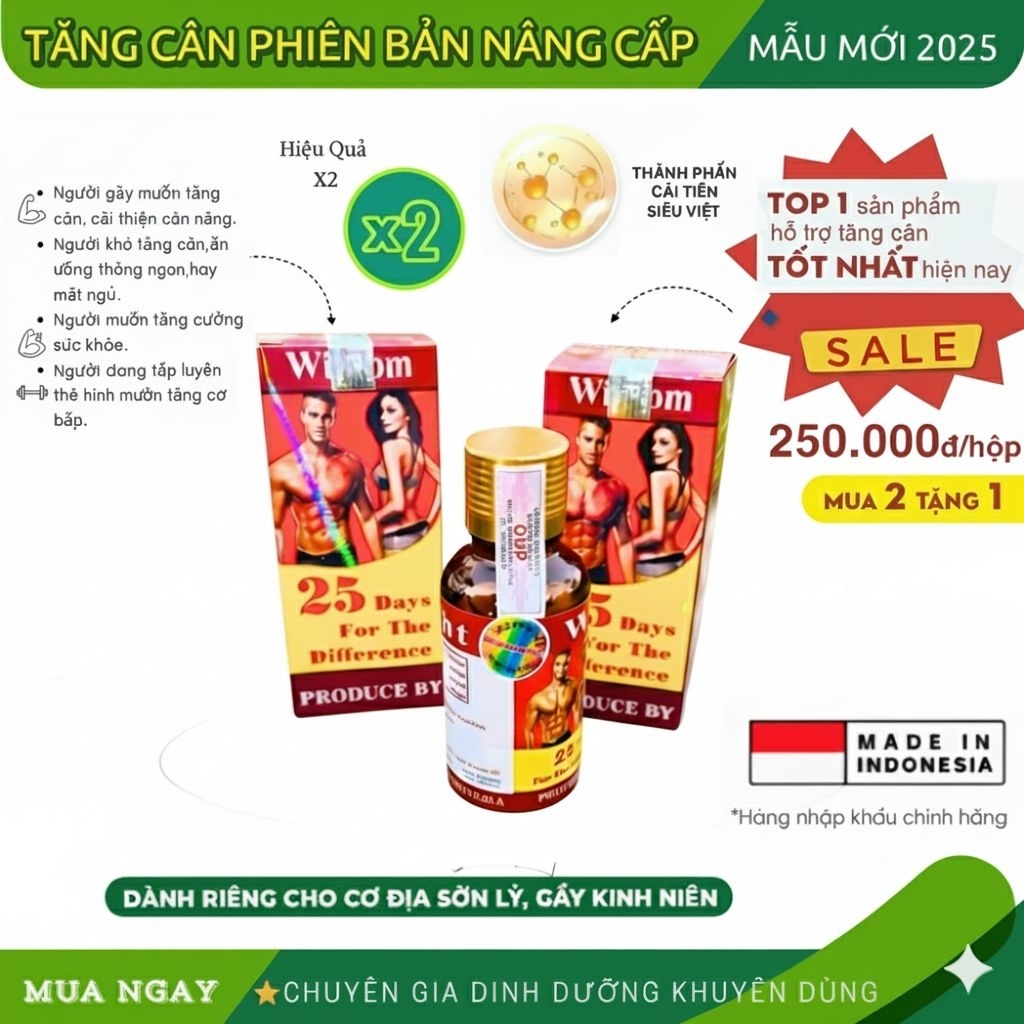 Vitamin Tăng cân Wisdom Weight giúp tăng cân cho người gầy trẻ em ăn ngủ ngon tăng cân từ 3-5kg cam 