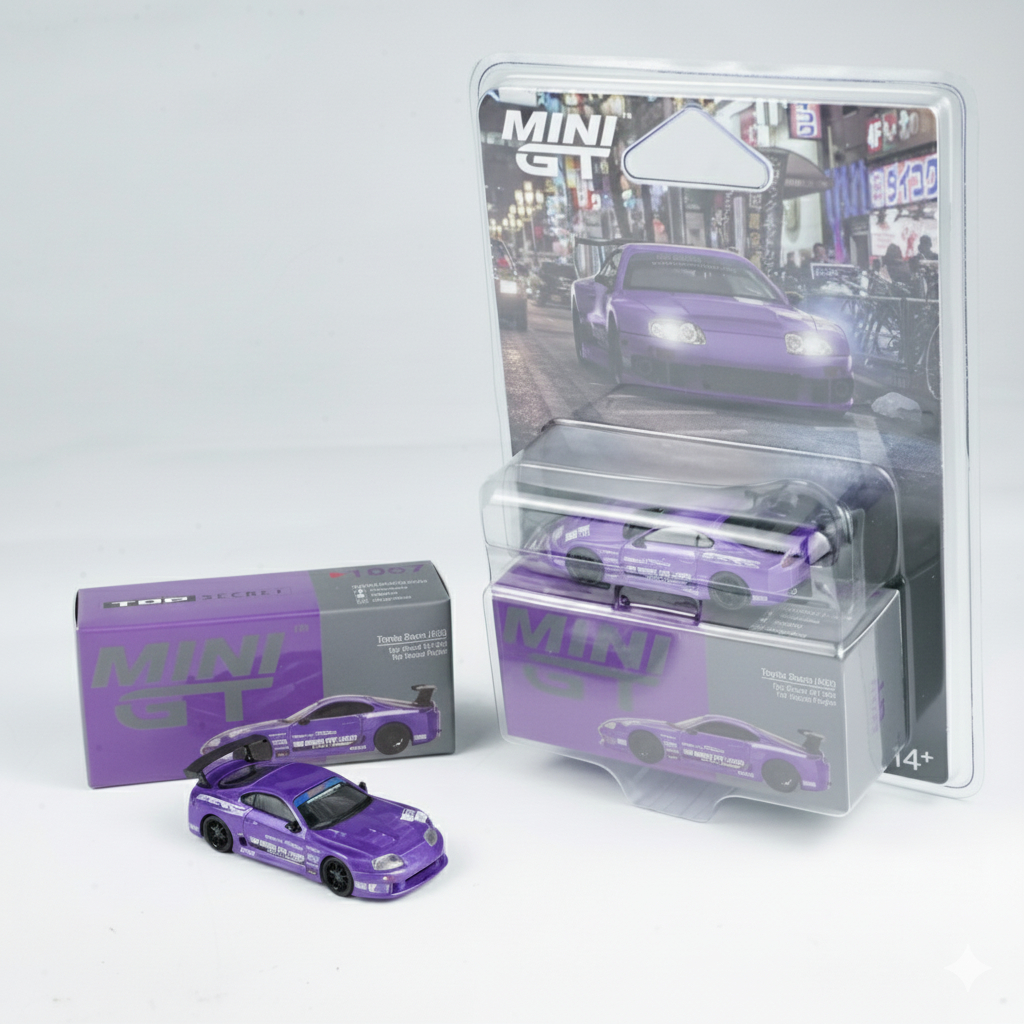 Mô hình xe Toyota Supra (A80) Top Secret GT-300 Top Secret Purple  tỉ lệ 1:64 MiniGT MGT01067