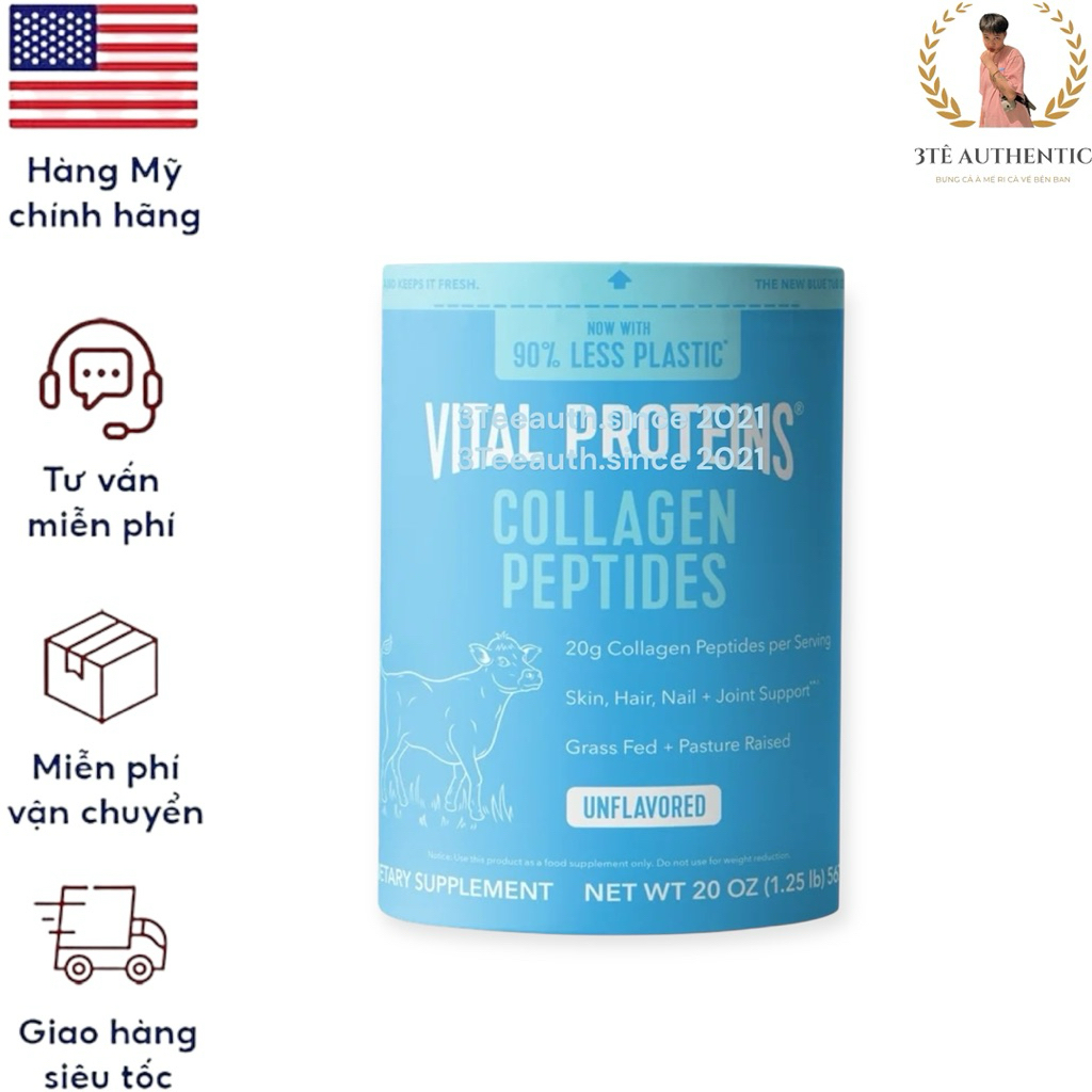 [NHẬP MỸ- HÀNG AIR] Bột Collagen Vital Proteins Collagen Peptides của Mỹ (Mẫu mới-hộp giấy)