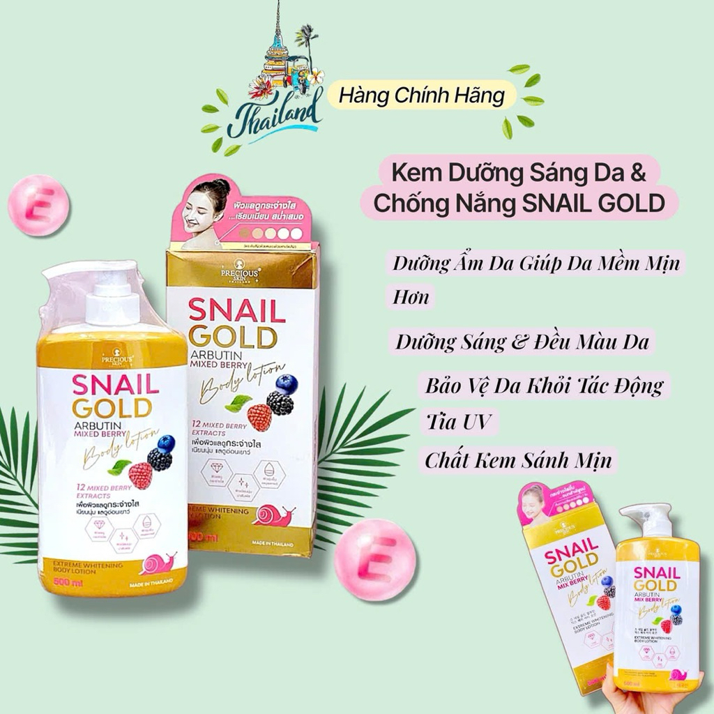 Sữa dưỡng thể trắng da Snail Gold Arbutin Lotion Thái Lan