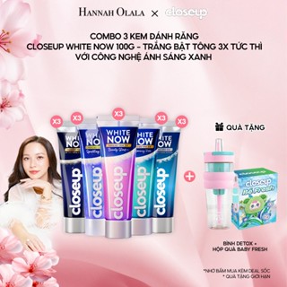   HANNAH OLALA  Combo 3 Kem đánh răng Closeup White Now - Trắng Bật Tông 3X TỨC THÌ với Công nghệ Ánh Sáng Xanh 100g 
