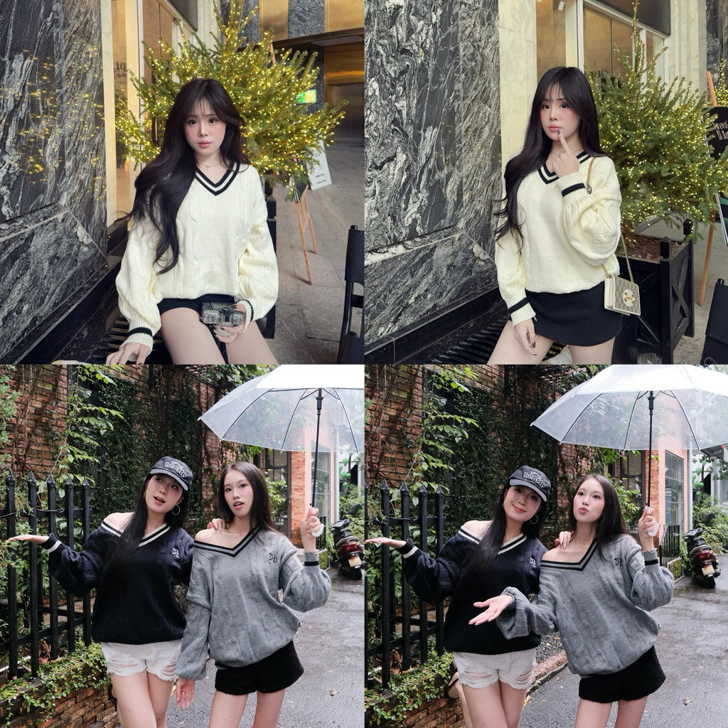 [ ẢNH THẬT ] ÁO SWEATER CỔ V BASIC THÊU LOGO VER 2 SWEATER.DAOATHU FORM OVERSIZE CHẤT LEN DỆT KIM