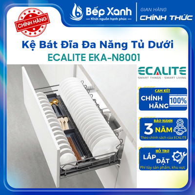 Kệ bát đĩa đa năng tủ dưới, nan Oval Grey N-Series Ecalite EKA-N8001 - Thép Carbon phủ Nano 5 lớp - Ngang 80cm