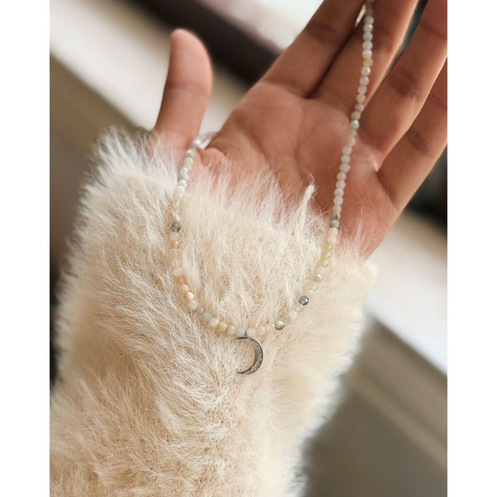 Dây Chuyền Đá Thiên Nhiên Phối Mặt Charm Mặt Trăng 2ABNORMAL