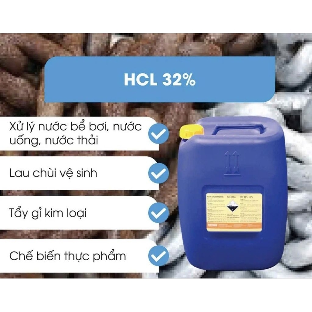 HCL 32% xử lý nước, chất tẩy rửa, khử trùng chiếc lẻ 1 lít - 5 lít