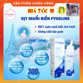   HoảTốc1h  Chai xịt mũi muối biển tự nhiên Fysoline Xanh chai 100ml - Nước muối sinh lí Natri Clorid tự nhiên 0,9% Pháp 