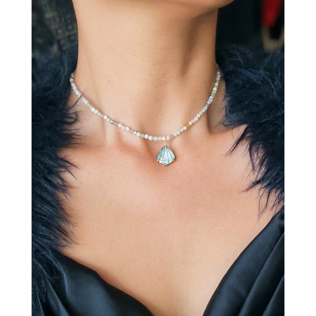 Dây Chuyền Đá Thiên Nhiên Mặt Vỏ Sò Xà Cừ 2ABNORMAL