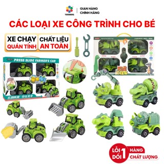  Đồ chơi Set 4 Xe Ô Tô Công Trình Cứu Hoả Cảnh Sát Chạy Đà Hàng Hộp Cao Cấp Siêu Đẹp 