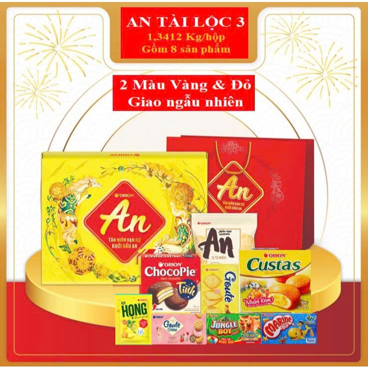 Bộ Quà Tết Orion An Tài Lộc 3 - Tết 2026 (KL 1,3412 Kg, gồm 8sp), kèm túi xách